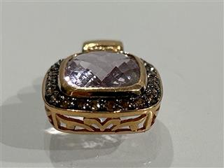 LeVian 14K Rose Gold Chocolate Diamond Amethyst Necklace Pendant